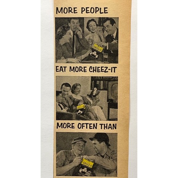 Cheez-It Cheese Crackers Vintage Print Ad 1954 Sunshine Good Any Old Time - Picture 5 of 5